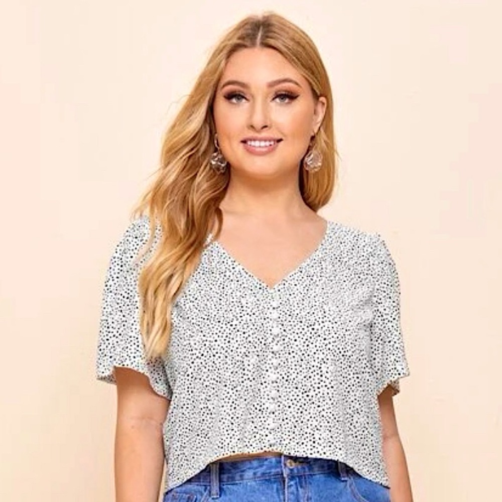 SHEIN Dalmatian Print Crop Blouse